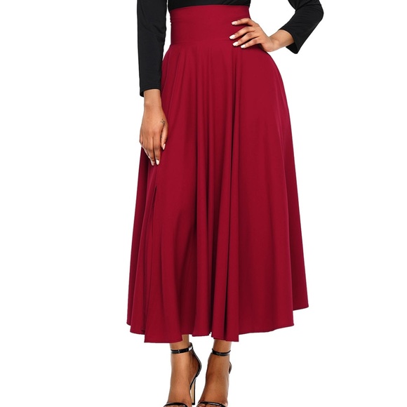 Dresses & Skirts - Red retro high waist skirt with sash